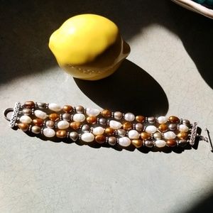 BEAUTIFUL 925&FRESHWATER PEARL TOGGLE BRACELET!